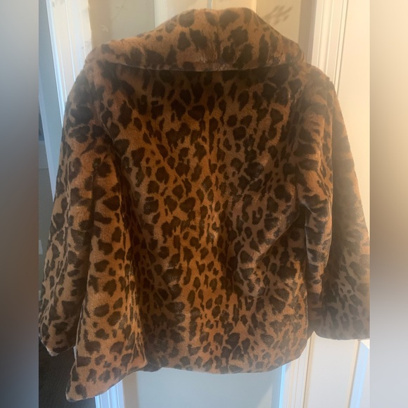 Love Token - size Small Faux Fur Open Dark Leopard Jacket 3/4 sleeves - Picture 2 of 5